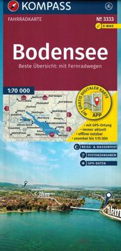 shumee Bodensko jezero / Bodensee 1:70.000. Vodoodporna turistična in kolesarska karta 3333. Objavljeno 2025. Kompass