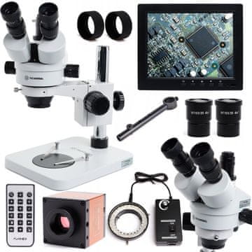 shumee Techrebal 10HT 7X - 45X trinokularni stereo mikroskop oranžna kamera 16MP 8-palčni zaslon 60 LED osvetljevalec