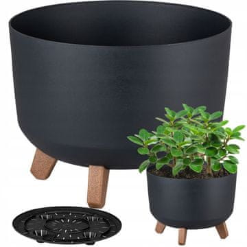 TOP GIFT Okrogel cvetlični lonec DGRL200-S433 NA nogah, pokrov Gracia, antracit