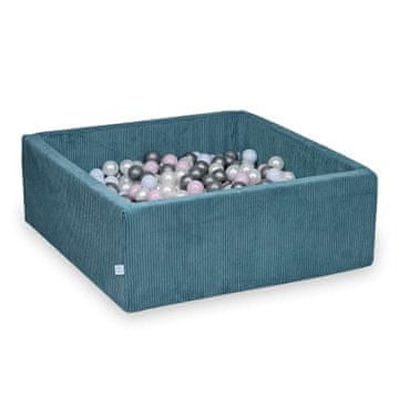 shumee Suhi bazen 110x110x40 Corduroy Blue 600 kroglic: biserna, srebrna, svetlo roza biserna, svetlo modra biserna