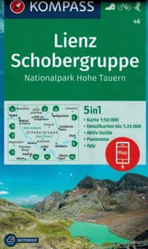 shumee Lienz, Schobergruppe. Nacionalni park Hohe Tauern. Vodotesen pohodniški zemljevid 48. izdaja. 2024. Kompass