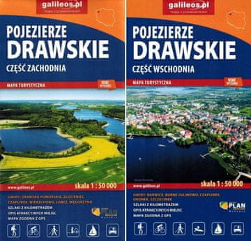 shumee Dravsko jezersko okrožje. Vzhodni in zahodni del. Komplet dveh zemljevidov / Turistični zemljevid. Galileos