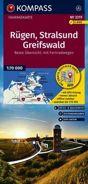 shumee Rügen, Stralsund, Greifswald 1:70.000. Vodotesna turistična in kolesarska karta 3319. Izdaja 2025. Kompass