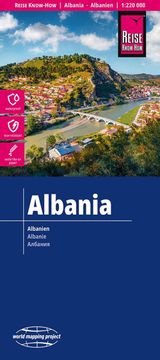 shumee Albanija 1:220.000. Vodoodporni cestni in turistični zemljevid. Izdaja 2025. Potovalno znanje in izkušnja