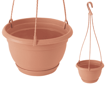TOP GIFT Viseči cvetlični lonec DAGW3-R624, okrogel, balkonski cvetlični lonec, 21 cm, s kavljem, 3,8 l