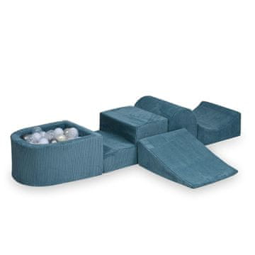 shumee Penasto igrišče s hribom Corduroy Blue 100 žogic: prozorna, srebrna, svetlo modra, biserna, opalescentna