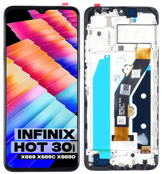 shumee Originalni LCD zaslon za Infinix Hot 30i X669 X669C X669D + zaslon na dotik (obnovljen) s črnim okvirjem