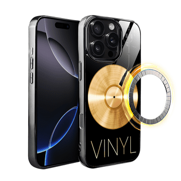shumee Ovitek za iPhone 16 Pro Max ibizu Elite z MagSafe, steklena hrbtna stran, zlata polnoč, vinil lux, črna