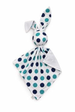 Bobono Plišasta igrača Doudou Bunny, dvostranska bombažna in Minky - mint-mornarsko modrikasto-pikčasta - bela