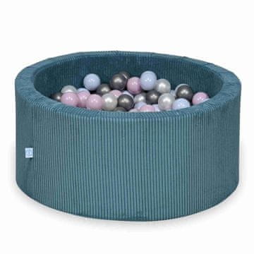 shumee Suhi bazen 90x40 Corduroy Blue 300 kroglic: biserna, srebrna, svetlo roza biserna, svetlo modra biserna