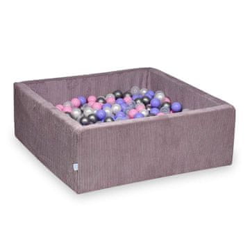 shumee Suhi bazen 110x110x40 Corduroy Lavender 600 kroglic: prozorna, biserna, srebrna, pudrasto roza, heather