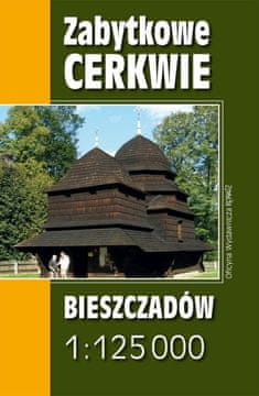 shumee Bieščadsko gorovje. Zgodovinske pravoslavne cerkve Bieščadskega gorovja. Turistični zemljevid. Rewasz