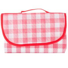 TOP GIFT TG71411-3 velika odeja za piknik, turistična odeja za na plažo, vodoodporna podloga, rdeč karo vzorec