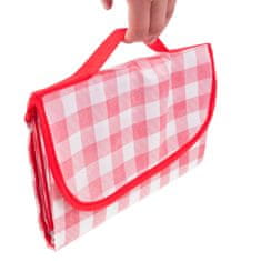 TOP GIFT TG71411-3 velika odeja za piknik, turistična odeja za na plažo, vodoodporna podloga, rdeč karo vzorec