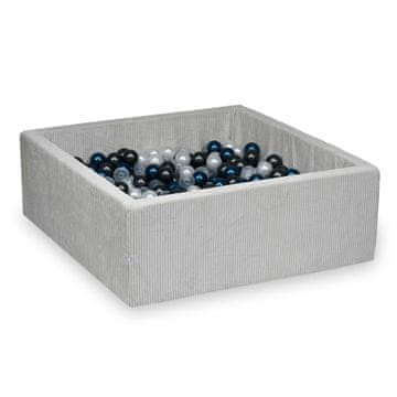 shumee Suhi bazen 110x110x40 Corduroy Gray 600 kroglic: prozorna, biserna, kovinsko grafitna, kovinsko modra