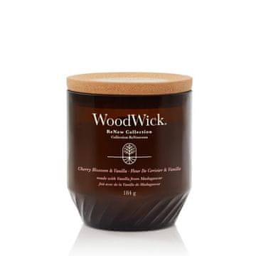 Woodwick Češnjev cvet in vanilija - WoodWick - Srednje velika dišeča sveča z lesenim stenjem - kolekcija ReNew