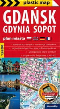 shumee Tromesto. Gdansk, Gdynia, Sopot 1:26.000. Laminiran zemljevid / načrt mesta. Izdaja 2025. ExpressMap