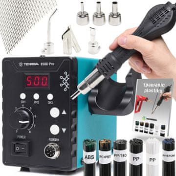 shumee Spajkalna postaja na vroč zrak Techrebal 858D Pro + komplet 6 spajkalnih nastavkov + šobe + mrežica