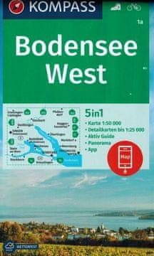 shumee Bodensko jezero, zahodni del / Bodensee West 1:50.000. Vodoodporni turistični zemljevid 1a. Kompass
