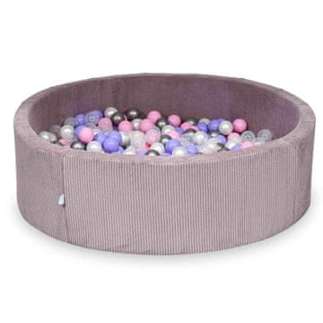 shumee Suhi bazen 130x40 Corduroy Lavender 700 kroglic: prozorna, biserna, srebrna, pudrasto roza, heather
