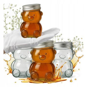 shumee 4x stekleni kozarec medvedek 150 ml za poročno krstno obhajilo za bonbone z medeno marmelado