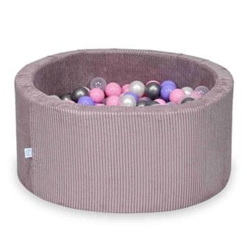 shumee Suhi bazen 90x40 Corduroy Lavender 300 kroglic: prozorna, biserna, srebrna, pudrasto roza, heather
