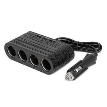 AMIO Razdelilnik za vtičnico za vžigalnik s polnilnikom 2x USB-A 1x USB-C 12V 24V 120W 80cm amio-04367