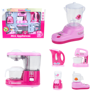 TOP GIFT TG55686 kuhinjski set mali gospodinjski aparati roza mešalnik grelnik vode mali kuharski dodatki