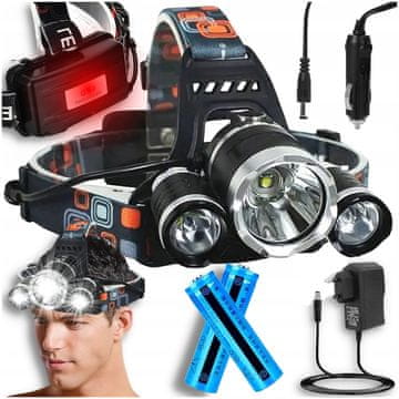 TOP GIFT TG63200 LED naglavna svetilka Zoom Cree XML T6 naglavna svetilka POWER 2 bateriji + 2 polnilnika