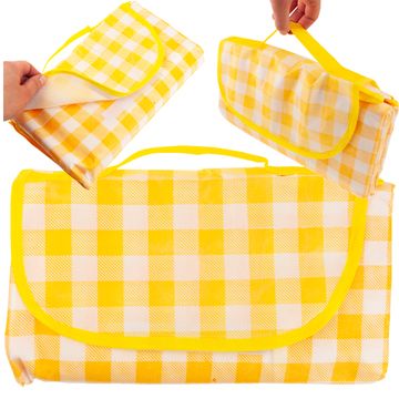 TOP GIFT TG71411-1 velika odeja za piknik, turistična vodoodporna podloga za piknik za plažo, rumena karo