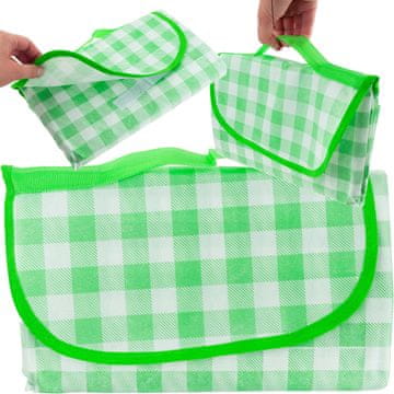 TOP GIFT TG71411-2 velika odeja za piknik, turistična odeja za na plažo, vodoodporna podloga, zelena karo