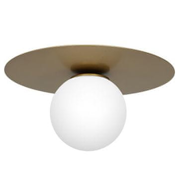 shumee Minimalistična zlata okrogla stropna svetilka Ø35cm bela steklena krogla ravna 1xE14 15W Luminex