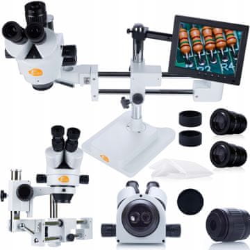 Rosfix Trinokularni stereo mikroskop na portalu Jupiter Pro msjp-T-SDMS1 + 8" zaslon + držalo za zaslon