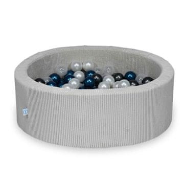 shumee Suhi bazen 90x30 Corduroy Gray 200 kroglic: prozorna, biserna, kovinsko grafitna, kovinsko modra