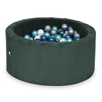 shumee Suhi bazen 90x40 Corduroy Green 300 kroglic: biserna, srebrna, kovinsko turkizna, kovinsko modra