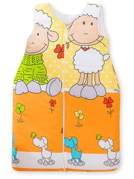 Bobono Bombažna spalna vreča za otroke M 6-12 mesecev TOG 2.5 celoletno izolirana oranžno-rumena ovčka