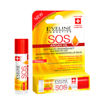 Eveline Eveline SOS hranilni in regeneracijski balzam za ustnice z arganovim oljem SPF10 Classic 4,2 g
