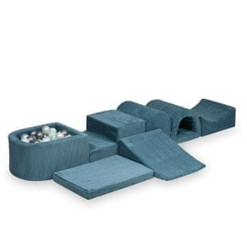 shumee Največje penasto igrišče z mikro bazenom Corduroy Blue 100 žogic: biserna, srebrna, svetlo mint