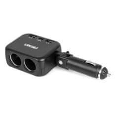 AMIO Razdelilnik vtičnice za vžigalnik s polnilnikom 2x USB-A 1x USB-C 12V 24V 100W 180° amio-04357