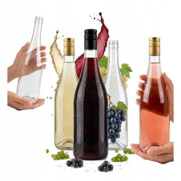 shumee 5x steklenice za vino 1l brezbarvne steklenice 1000ml za vino, alkohol, sirup, sok 5 kosov