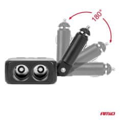 AMIO Razdelilnik vtičnice za vžigalnik s polnilnikom 2x USB-A 1x USB-C 12V 24V 100W 180° amio-04357