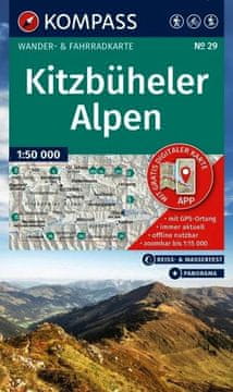 shumee Kitzbuhelske Alpe / Kitzbuhelske Alpe. Vodotesen turistični zemljevid 29. izdaja 2025. Kompass