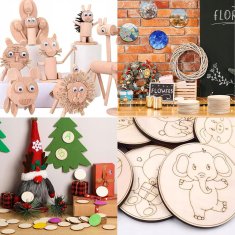 shumee Leseni krogi iz vezane plošče za scrapbooking, 50 kosov, kolo za slikanje in okraševanje, 5 cm