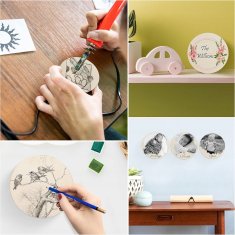 shumee Leseni krogi iz vezane plošče za scrapbooking, 50 kosov, kolo za slikanje in okraševanje, 5 cm