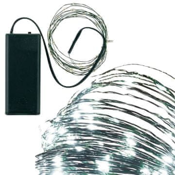 TOP GIFT TG73524-1 Lučke za božično drevo, zelena žica, na baterije, hladno bela svetloba, 40 LED diod