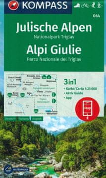 shumee Julijske Alpe. Triglavski narodni park. Vodoodporna turistična karta 064. Izdaja 2024. Kompas