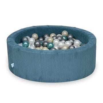 shumee Suhi bazen 90x30 Corduroy Blue 200 kroglic: biserna, srebrna, svetlo zlata, kovinsko turkizna