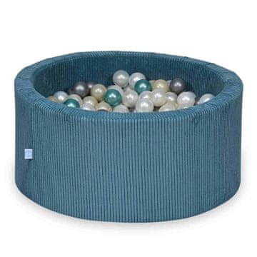 shumee Suhi bazen 90x40 Corduroy Blue 300 kroglic: biserna, srebrna, svetlo zlata, kovinsko turkizna