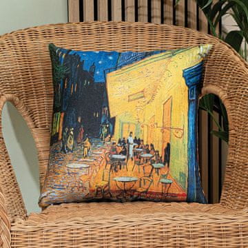 shumee Kavarniška terasa ponoči, večbarvna žametna prevleka za vzglavnik z mestnim motivom, 40x40 cm