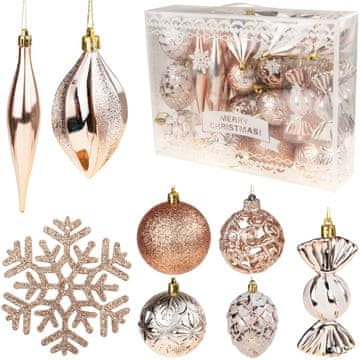 TOP GIFT TG57484-2 zlati komplet božičnih kroglic XXL 29 kosov vzorci kroglic kroglice v obliki zvezd
